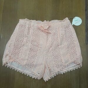 Hummingbird Blush Lace High Waist Shorts